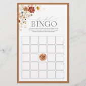 Elegantes Rust Orange Floral Bridal Bingo Game (Vorderseite)