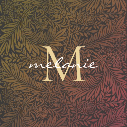 Elegantes Rust Orange Gold Floral Script Monogram Aufkleber (Vorderseite)