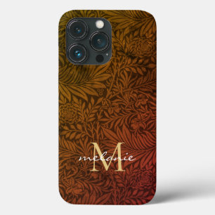 Elegantes Rust Orange Gold Floral Script Monogram Case-Mate iPhone Hülle