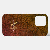 Elegantes Rust Orange Gold Floral Script Monogram Case-Mate iPhone Hülle (Rückseite (Horizontal))