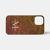 Elegantes Rust Orange Gold Floral Script Monogram iPhone Hülle (Rückseite (Horizontal))