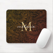 Elegantes Rust Orange Gold Floral Script Monogram Mousepad (Mit Mouse)