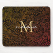 Elegantes Rust Orange Gold Floral Script Monogram Mousepad (Vorne)