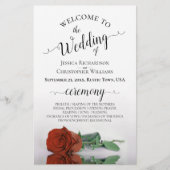 Elegantes Rust Orange Rose Hochzeitsprogramm (Vorderseite)