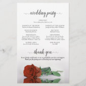 Elegantes Rust Orange Rose Hochzeitsprogramm (Rückseite)