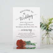 Elegantes Rust Orange Rose Hochzeitsprogramm (Stehend Vorderseite)