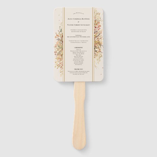 Elegantes Rustic Fall Beige Hochzeitsprogramm Fächer (Vorderseite)