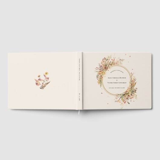 Elegantes Rustic Fall Beige Wedding Guest Book Gästebuch (Voll)