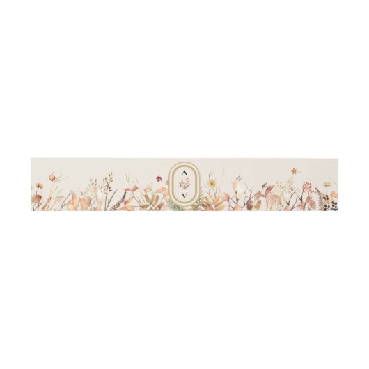 Elegantes Rustic Fall Beige Wedding Monogram Einladungsbanderole (Flach)