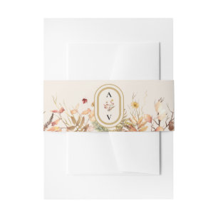 Elegantes Rustic Fall Beige Wedding Monogram Einladungsbanderole
