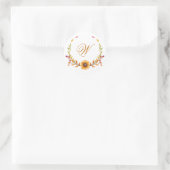 Elegantes Rustic Fall Floral Bouquet Monogramm Runder Aufkleber (Tasche)
