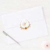 Elegantes Rustic Fall Floral Bouquet Monogramm Runder Aufkleber (Umschlag)