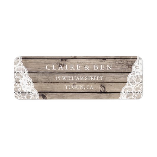 Elegantes Rustic Lace Wedding-Rücksendesiegel (Vorne)