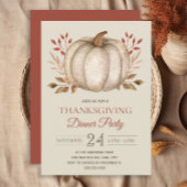 Elegantes Rustic Pumpkin Erntedank Dinner Party Einladung