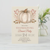 Elegantes Rustic Pumpkin Erntedank Dinner Party Einladung (Stehend Vorderseite)