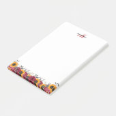 Elegantes Rustic Sunflower Burgundy Script Monogra Post-it Klebezettel (angewinkelt)