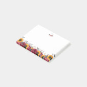 Elegantes Rustic Sunflower Burgundy Script Monogra Post-it Klebezettel (angewinkelt)