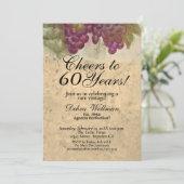 Elegantes Rustikales 60. Geburtstag Wein Land Them Einladung (Stehend Vorderseite)