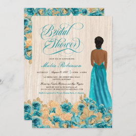 Elegantes rustikales Aquamarines Blue Rose & Gown  Einladung