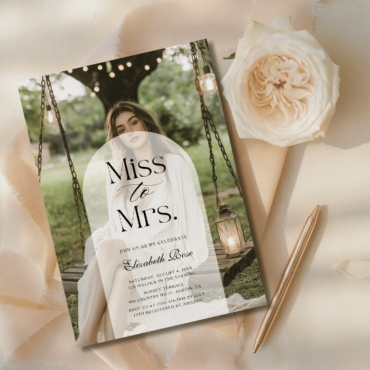 Elegantes Rustikales Arch Foto Budget Brautparty Einladung