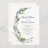 Elegantes Rustikales Blätter Grünes Brautparty Einladung (Vorne/Hinten)