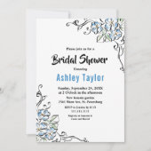 Elegantes Rustikales blaues Rose Blumenkohl Brautp Einladung (Vorderseite)