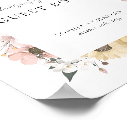 Elegantes Rustikales Blumenblatt Poster (Ecke)