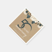 Elegantes Rustikales Blumenjubiläum 50. Hochzeit Serviette (Ecke)