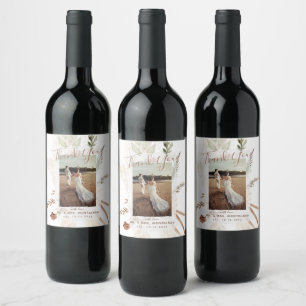 Elegantes Rustikales Boho Pampas Weinlabel Weinetikett