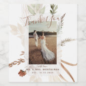 Elegantes Rustikales Boho Pampas Weinlabel Weinetikett (Einzelnes Label)