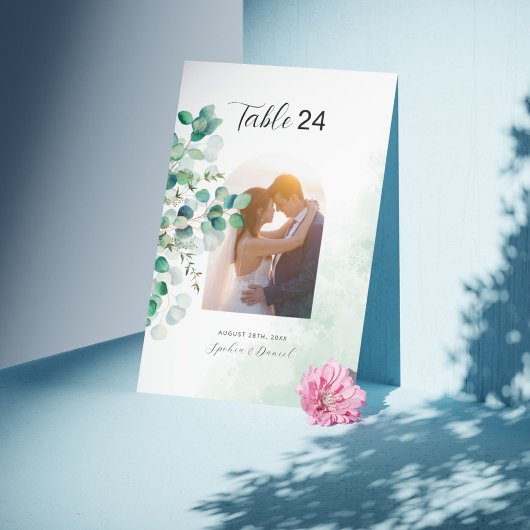 Elegantes rustikales botanisches Eukalyptus-Blätte Tischnummer