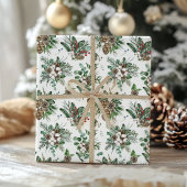 Elegantes rustikales botanisches Weihnachtsfest Geschenkpapier