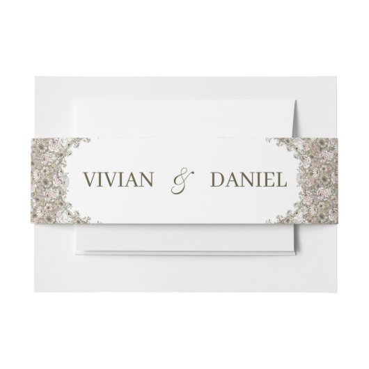 Elegantes Rustikales Braun-Blütenband Einladungsbanderole (Vorderseite Beispiel)