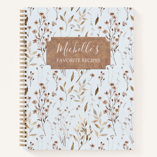 Elegantes Rustikales Brown Fall Botanisches Rezept Notizblock (Vorderseite)