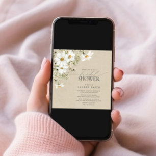 Elegantes Rustikales CalliWatercolor Daisy Brautpa Einladung