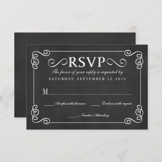 Elegantes Rustikales Chalkboard Wedding RSVP (Vorne/Hinten)