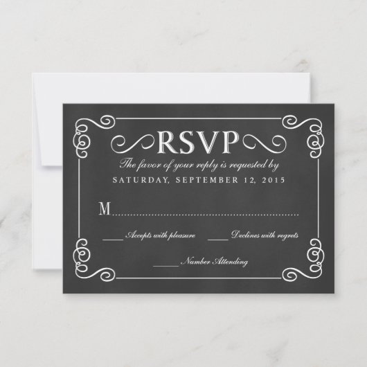 Elegantes Rustikales Chalkboard Wedding RSVP Karte (Vorderseite)