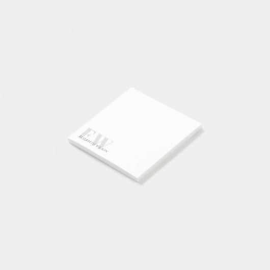 Elegantes Rustikales einfaches Minimal-Grau-Name M Post-it Klebezettel (angewinkelt)