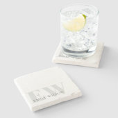 Elegantes rustikales Elfenbein Dusky Gray Green Mo Steinuntersetzer (Seitenansicht)