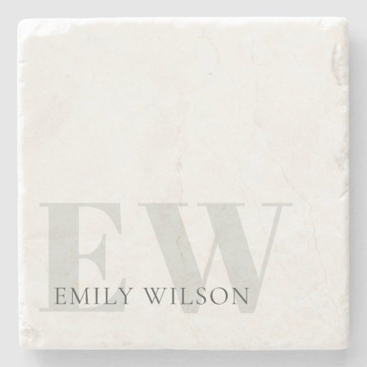 Elegantes rustikales Elfenbein Dusky Gray Green Mo Steinuntersetzer (Vorderseite)