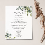 Elegantes Rustikales Eukalyptus Greenerity Wedding<br><div class="desc">Dieses individuell anpassbare Menu Template wurde für die Abstimmung mit unserer Boho Greenery Hochzeitskollektion konzipiert und bietet gemischte Aquarell-Blätter,  gepaart mit einer klassischen Serife in Schwarz,  mit einem Monogramm auf der Rückseite. Matching-Elemente verfügbar.</div>