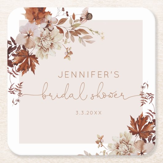 Elegantes rustikales fallendes Brautparty Rechteckiger Pappuntersetzer (Vorderseite)