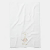 Elegantes Rustikales Floral Whisk Monogramm Geschirrtuch (Vertikal)