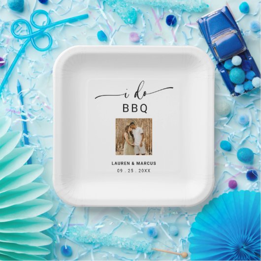 Elegantes rustikales Foto I Do GRILLEN Pappteller (Party)