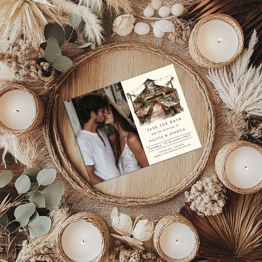 Elegantes Rustikales Foto Save the Date Ankündigungspostkarte