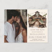 Elegantes Rustikales Foto Save the Date Ankündigungspostkarte (Vorderseite)