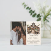 Elegantes Rustikales Foto Save the Date Ankündigungspostkarte (Stehend Vorderseite)