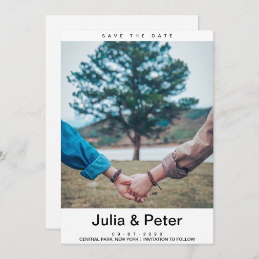 Elegantes rustikales Foto Save the Date Einladung (Vorne/Hinten)