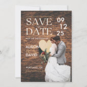 Elegantes rustikales Foto Save the Date Hochzeit (Vorderseite)