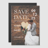 Elegantes rustikales Foto Save the Date Hochzeit Magneteinladung (Vorne/Hinten)